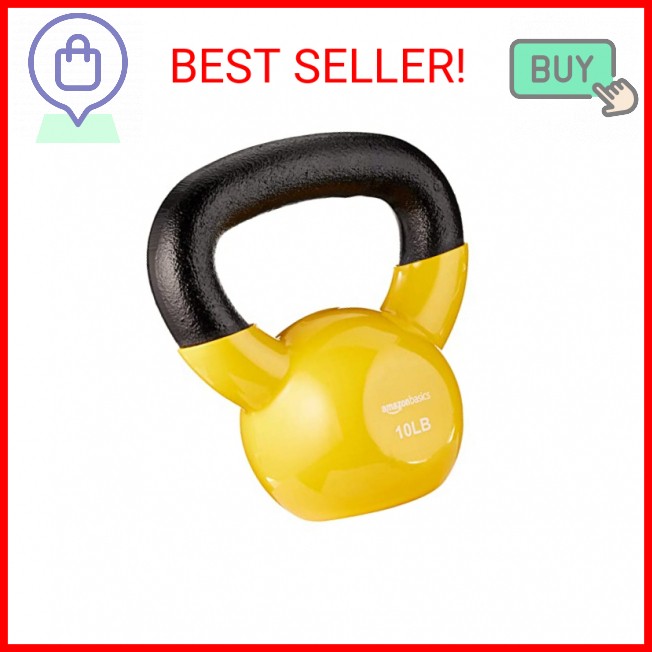 Amazon Basics Vinyl Kettlebell, 10 Pounds, Light Orange