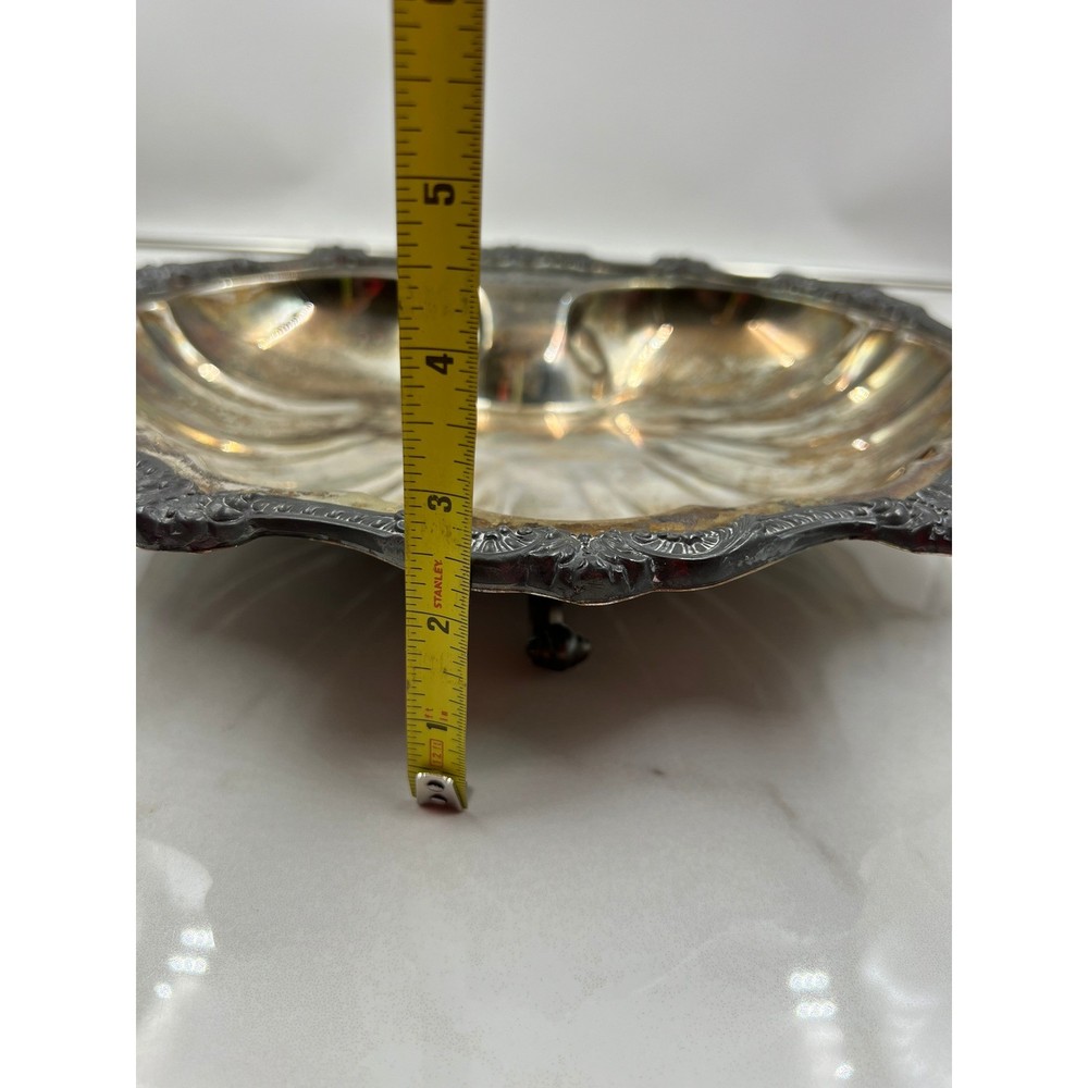 Vintage Silverplate Shell Serving Bowl Cachepot Footed Mid Century