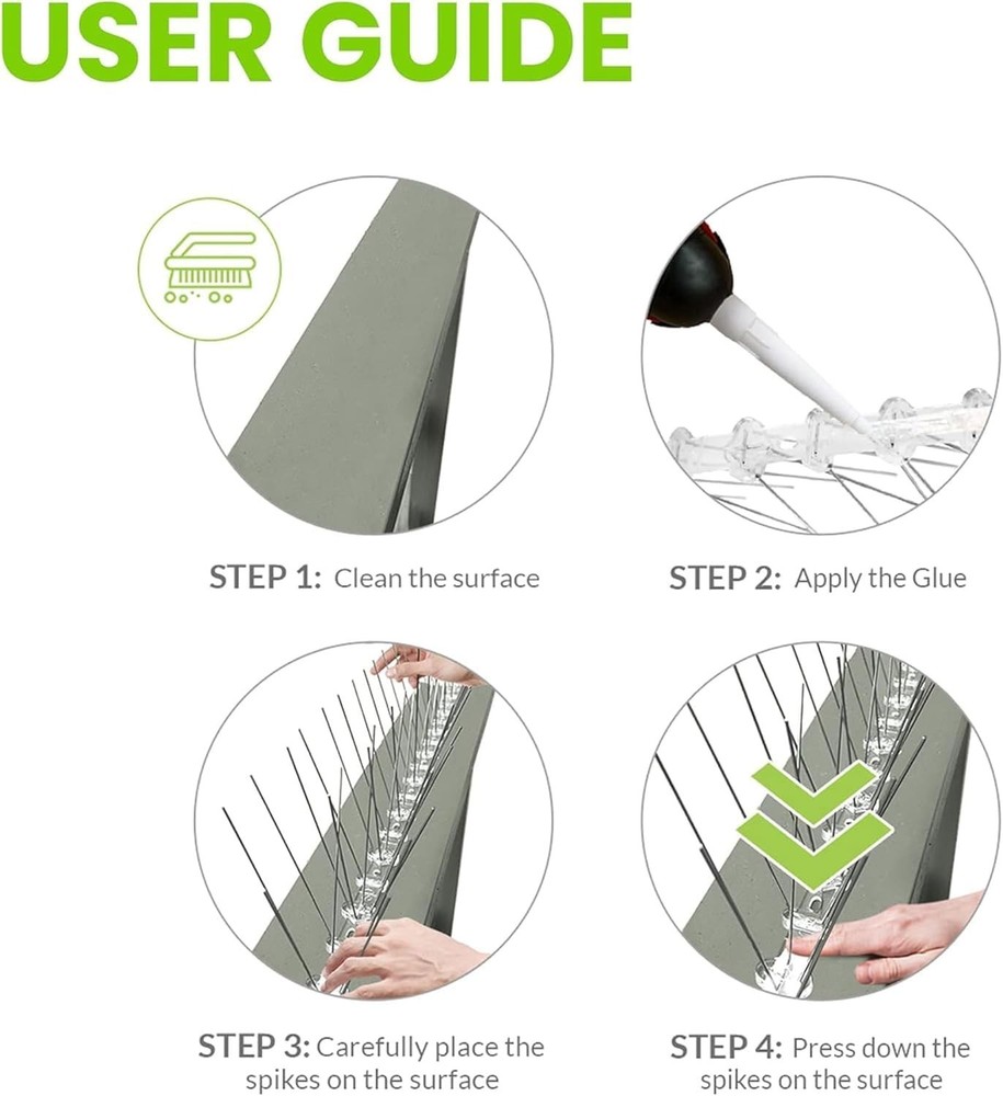 Versatile Stainless Steel Bird Spikes - 10ft Coverage, Effective & Humane