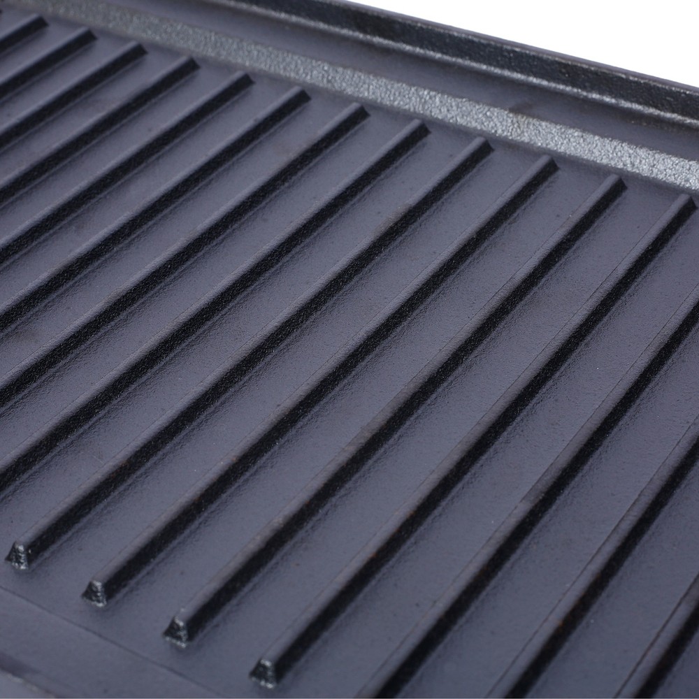 Pre-Seasoned Cast Iron Reversible Grill Griddle Black Rectangular Dual Sided