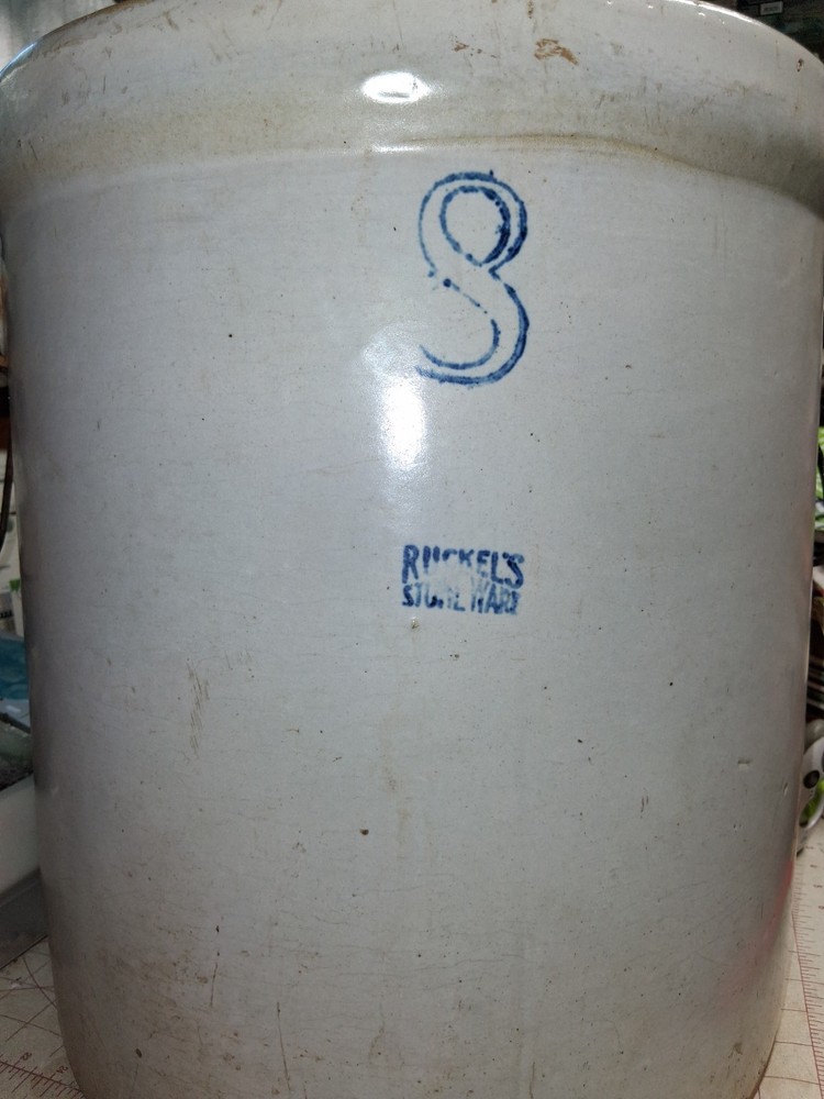 Vintage RUCKELS STONE WARE #8 CROCK VERY NICE