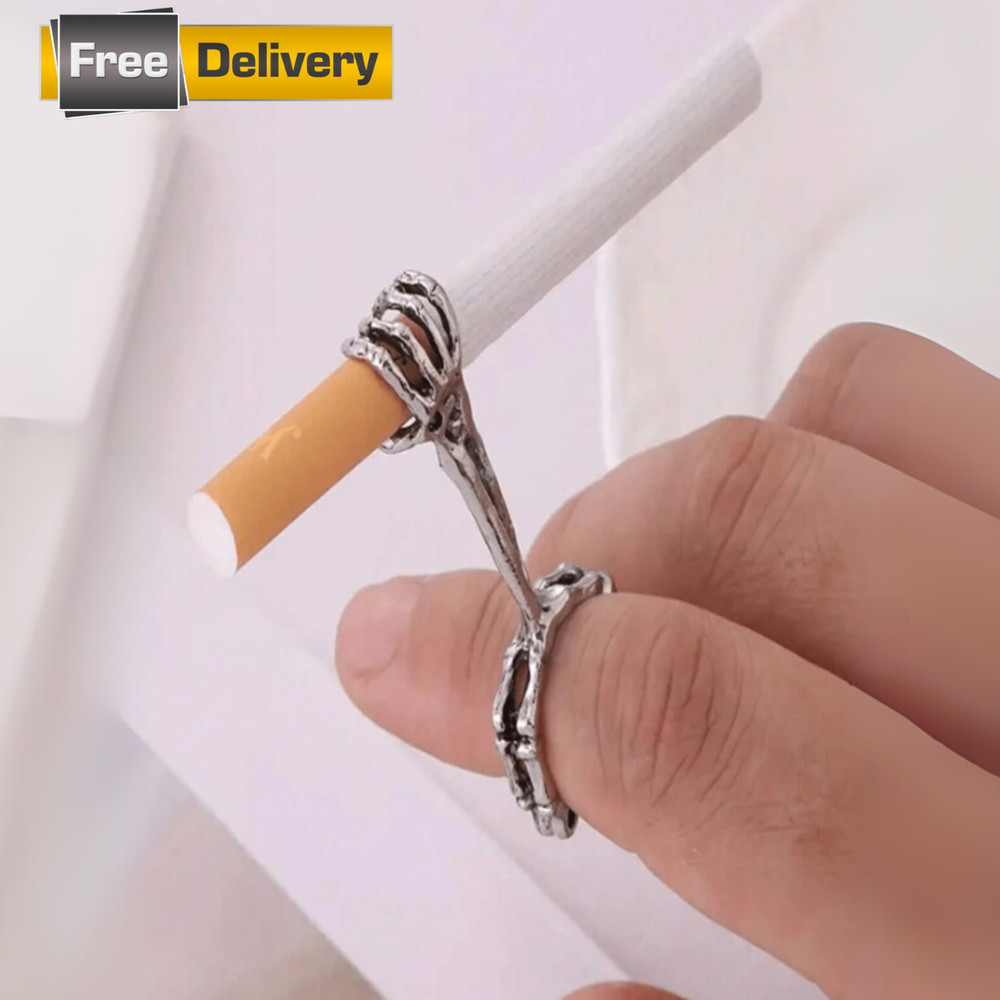 Cigarette Holder Skull Pattern Vintage Adjustable Prevent Hand Burn Ring Holder
