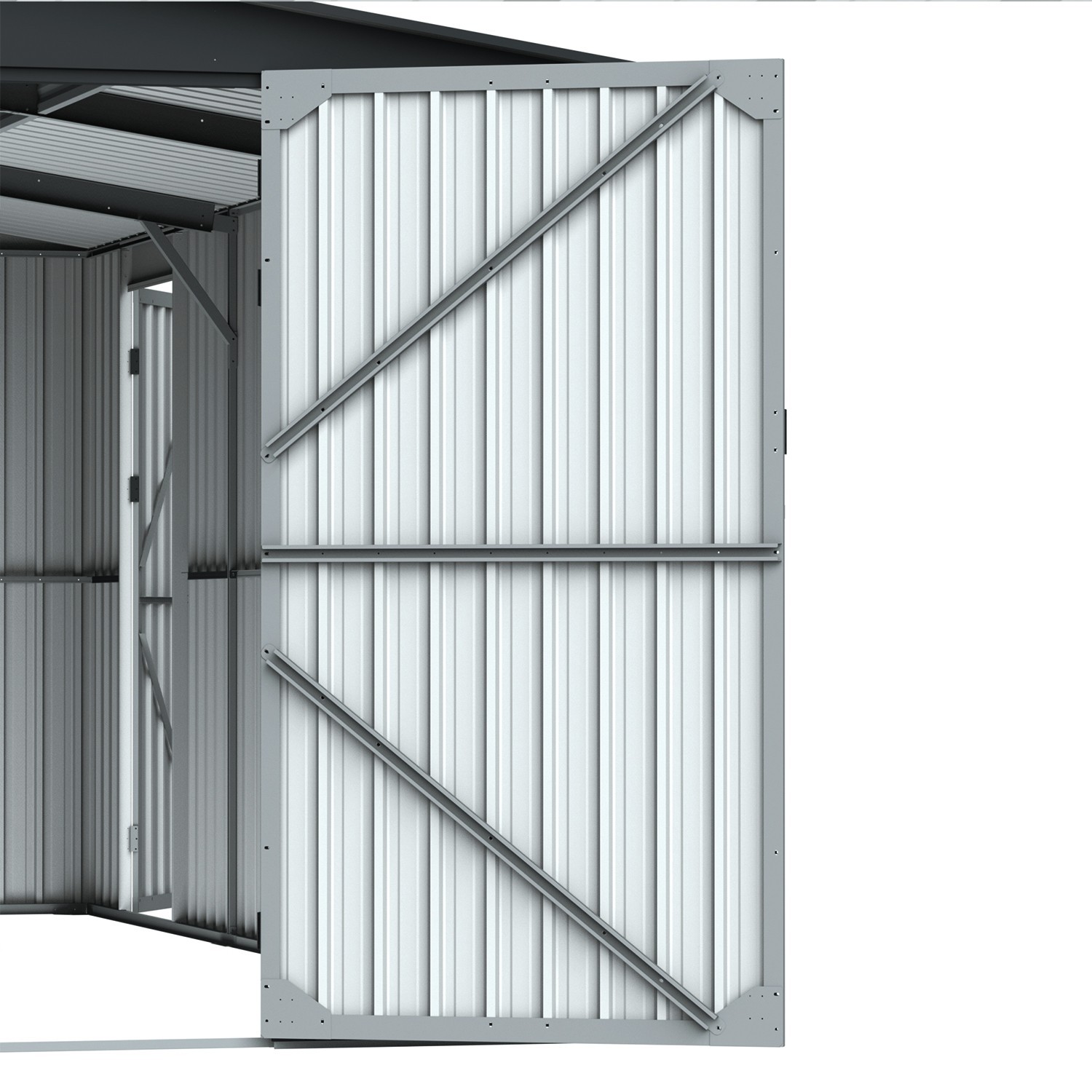 13x20ft Heavy Duty Galvanized Steel Garage Shed, Protective Film, Car Storage