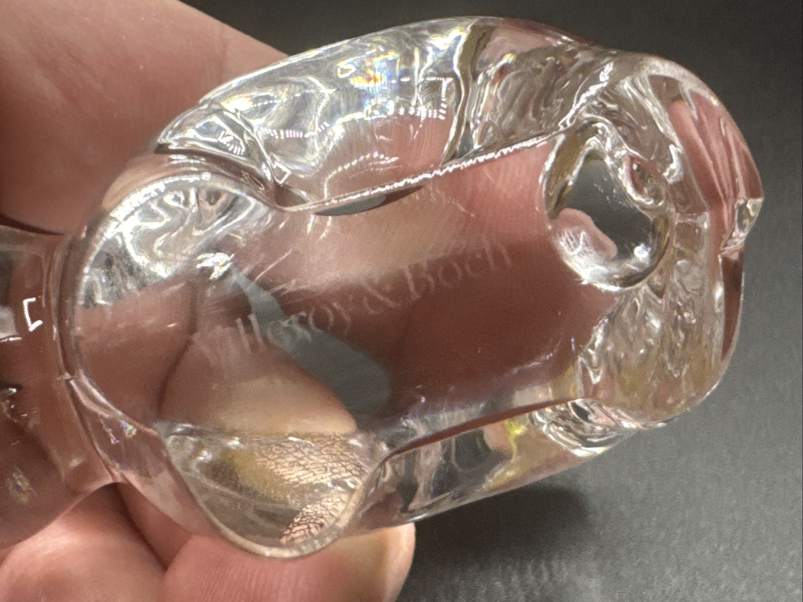 Vintage Villeroy & Boch Crystal Pig Figurine Curly Tail