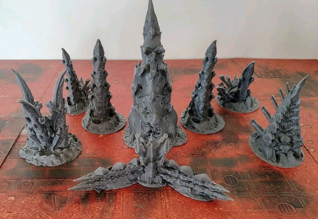 Tabletop Terrain - Large Bulk Alien Lot - for Warhammer 40K/Kill Team 8 Pieces