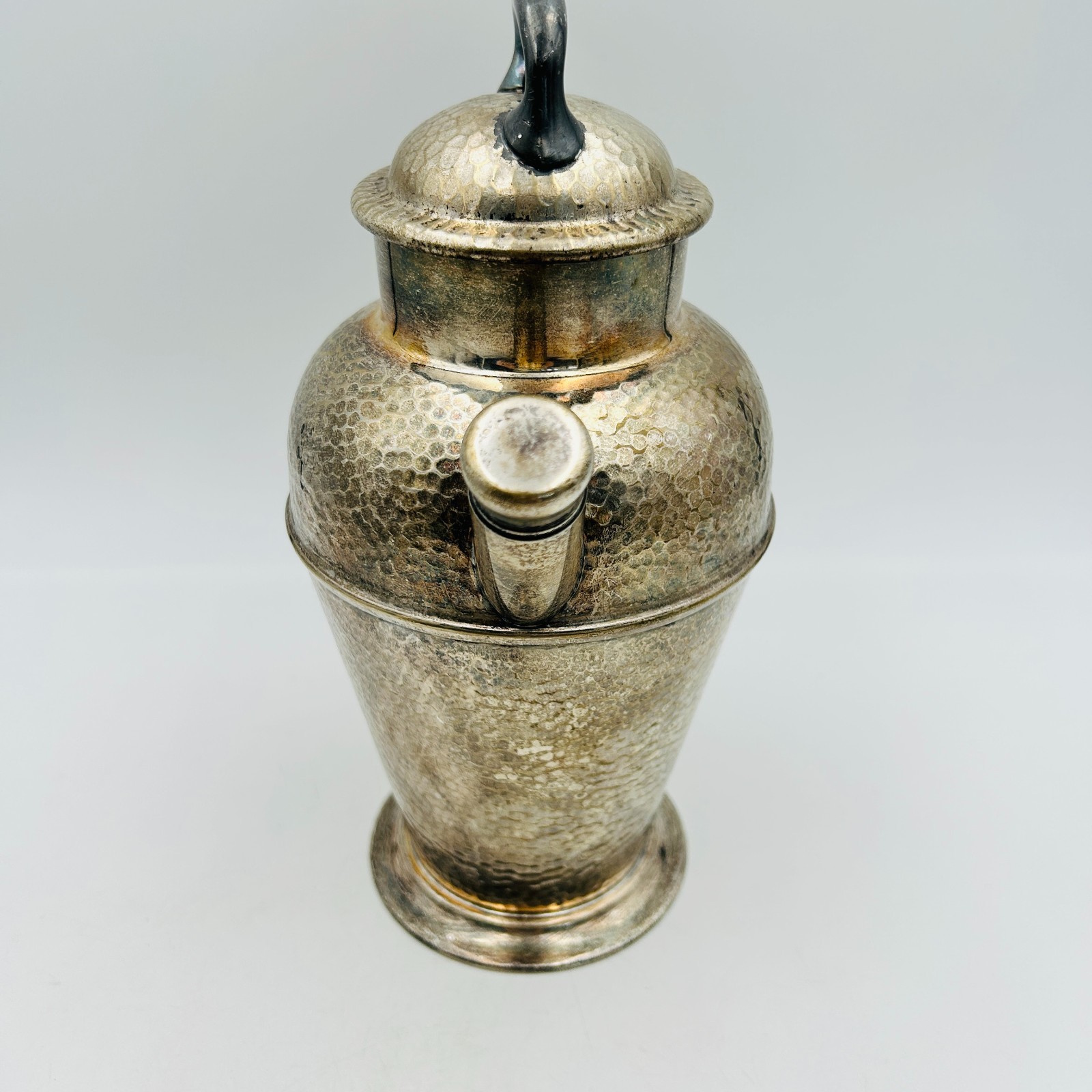 Art Deco Hammered Nickel Silver Plated Cocktail Martini Shaker Cork Lid Cap VTG