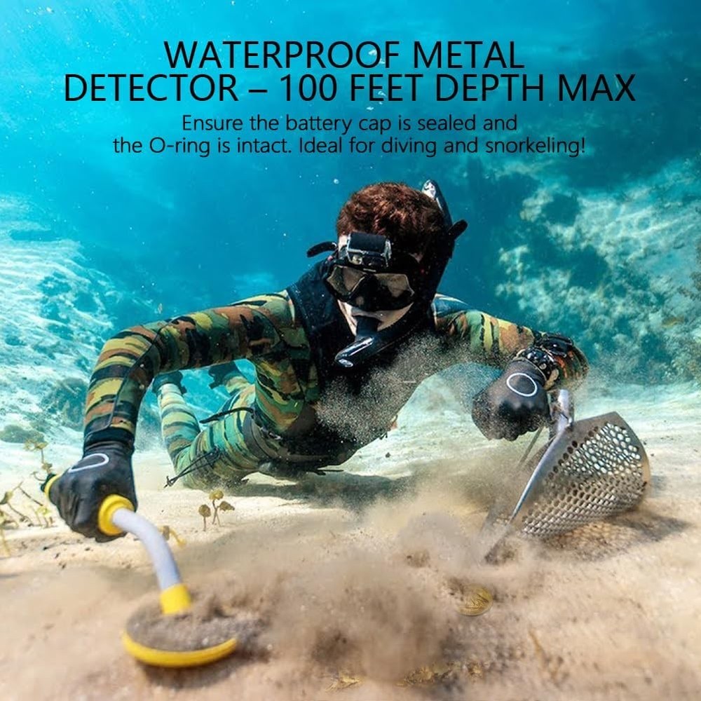 Underwater Metal Detector 100FT Waterproof Handheld Pinpointer High Sensitivity