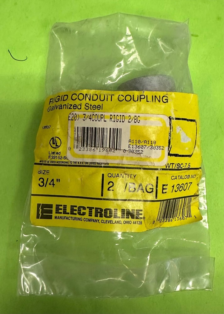 ELECTROLINE E13607  3/4" Rigid Coupling 2-Pack