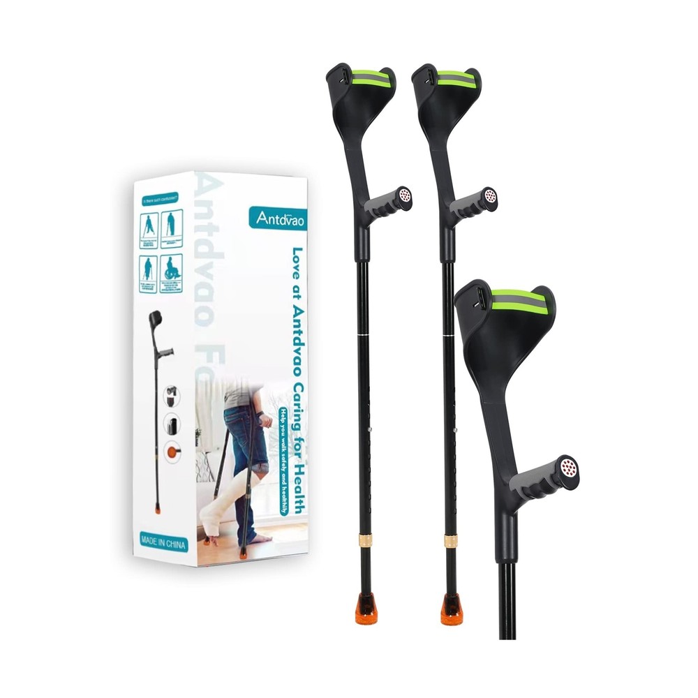 Forearm Crutches Pair, Folding Forearm Crutches Lightweight Adjustable，wi