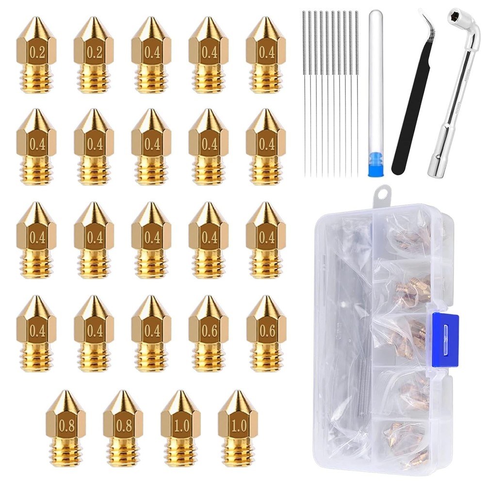 High Precision 24PCS Brass Nozzle Set with Tools for Enhanced Printing Quality