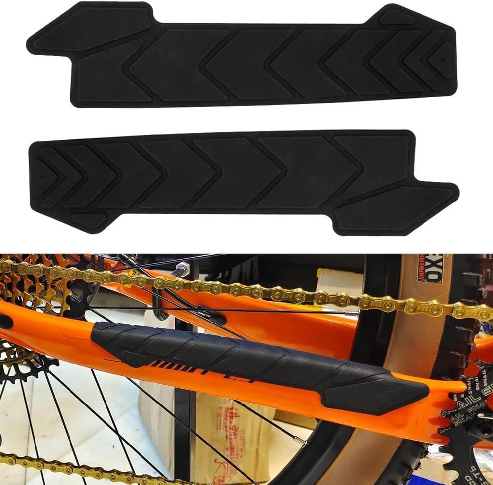 Bike Chain Cuard 2 Pcs Chainstay Protector Frame Flat, Black