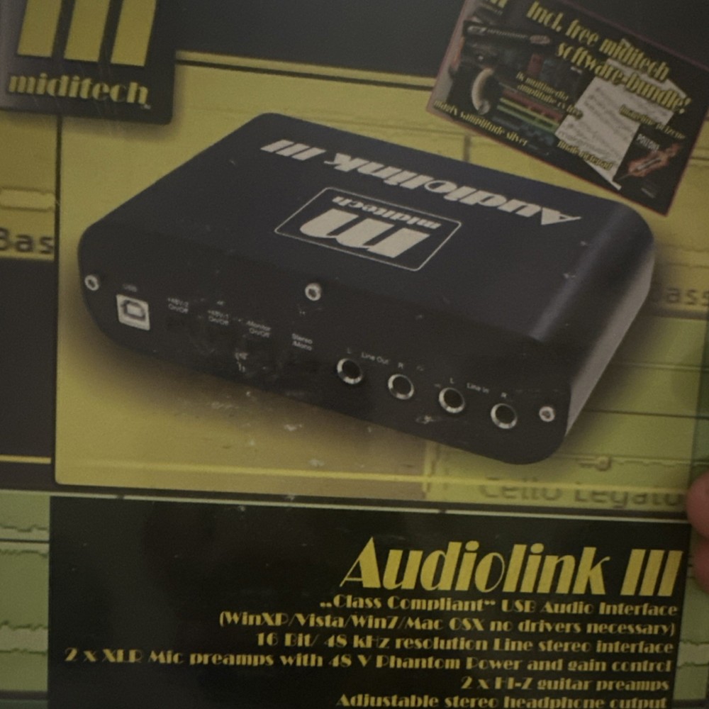 miditech Audiolink III USB Audio Interface, 2 XLR Mic Inputs, 16 Bit/48 kHz