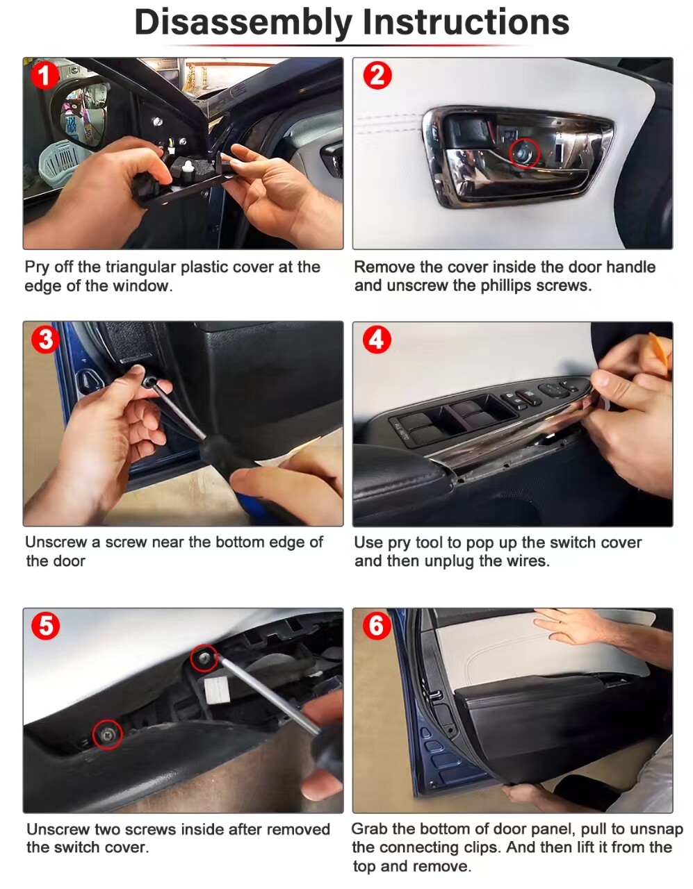 Fits 2013-2018 Toyota Avalon Console Lid Armrest & Door Panel Cover Trim Black