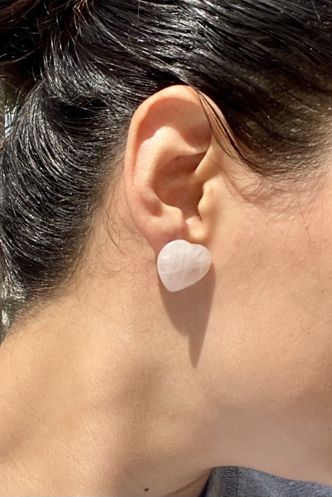 Rose Quartz Heart Earrings
