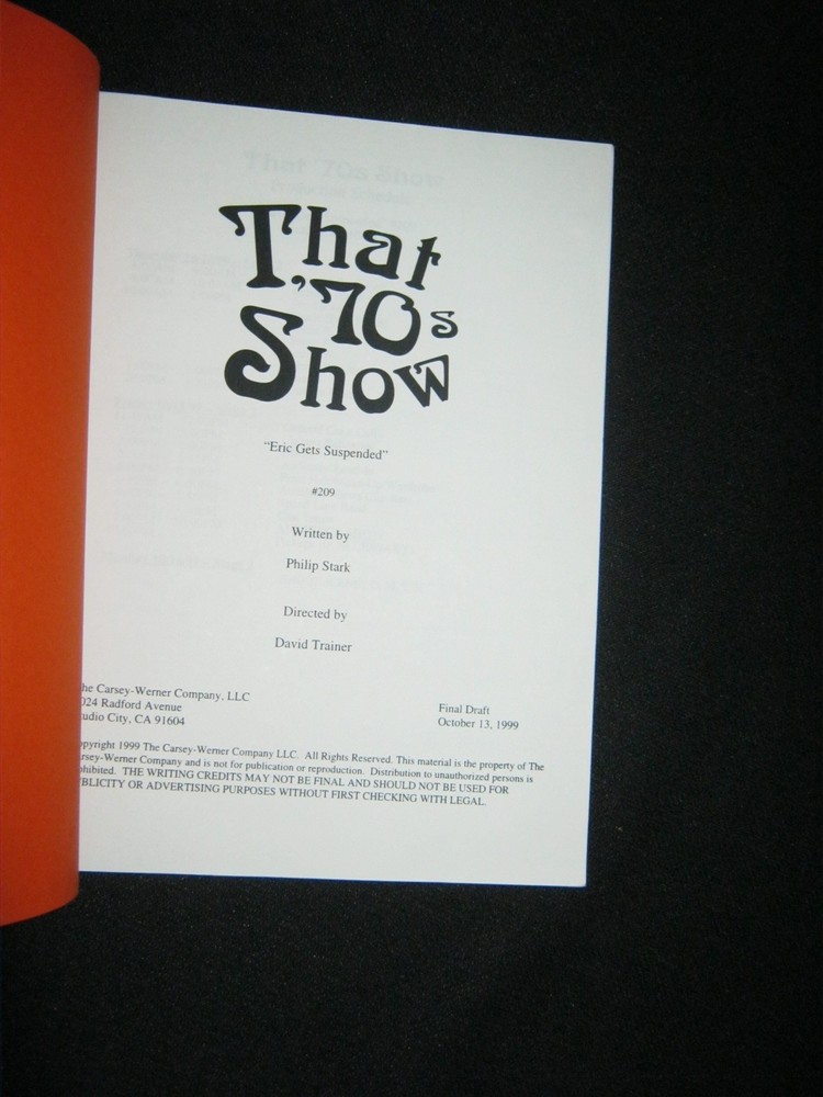 Original THAT '70s SHOW Script Season 2 EP 9 Eric Gets Suspended FINAL DRAFT