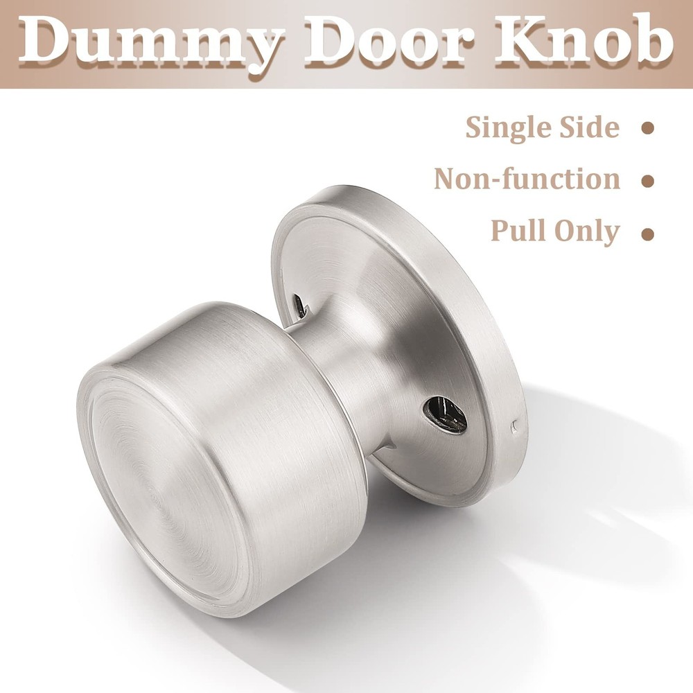 knobelite 2 Pack Dummy Knobs Satin Nickel Closet Door Knobs Single Side Non-T...