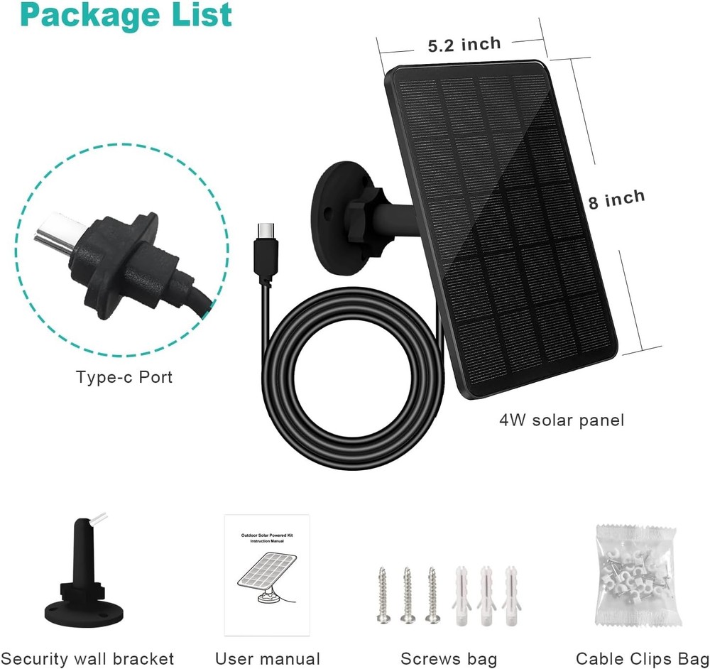 Solar Panel for Blink Camera, Solar Panel 4W Compatible with Blink for blink 4