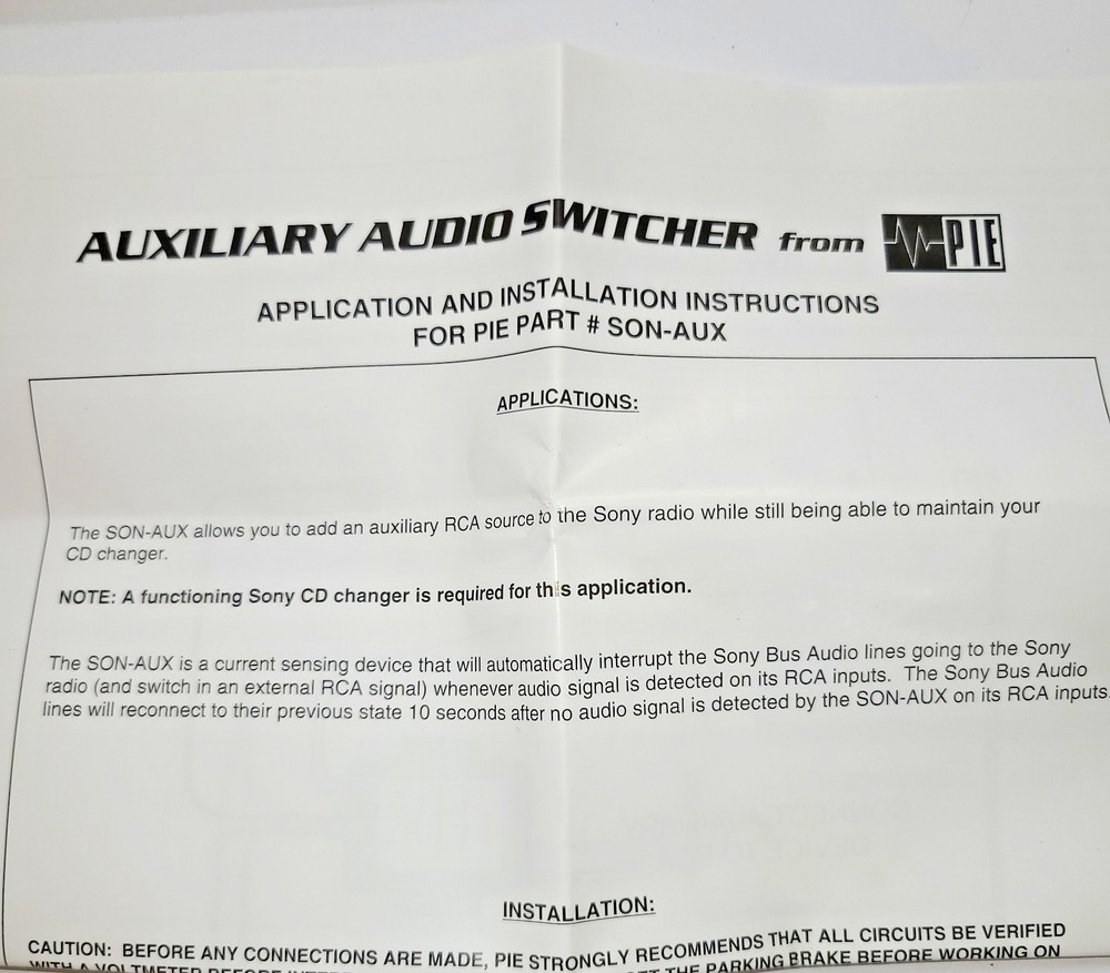 Precision Interface Electronics SONY Auxiliary Audio Switcher SON-AUX - NOS