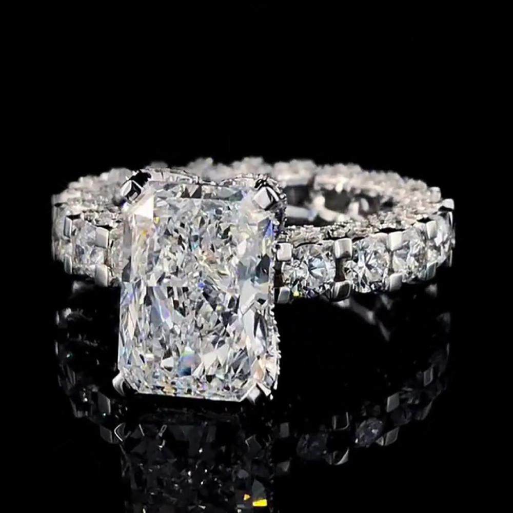 6.20 Ct Radiant Cut Diamond Wedding Ring in 14k White Gold IGI Lab Grown