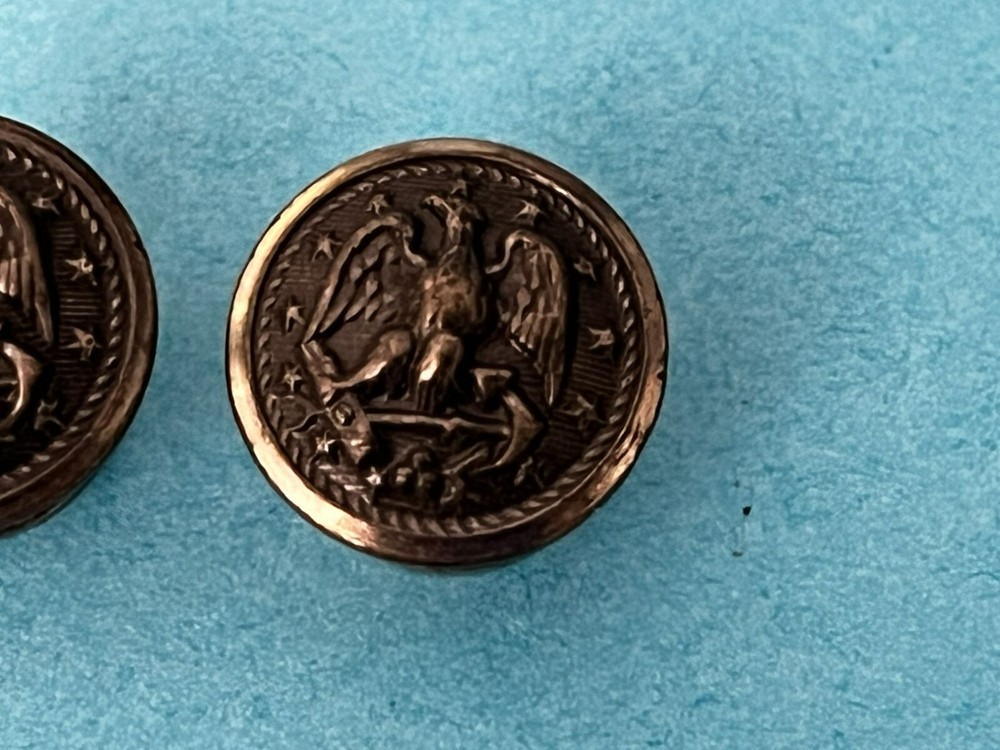 WWII WW2 US Navy Naval Hat Buttons Pair
