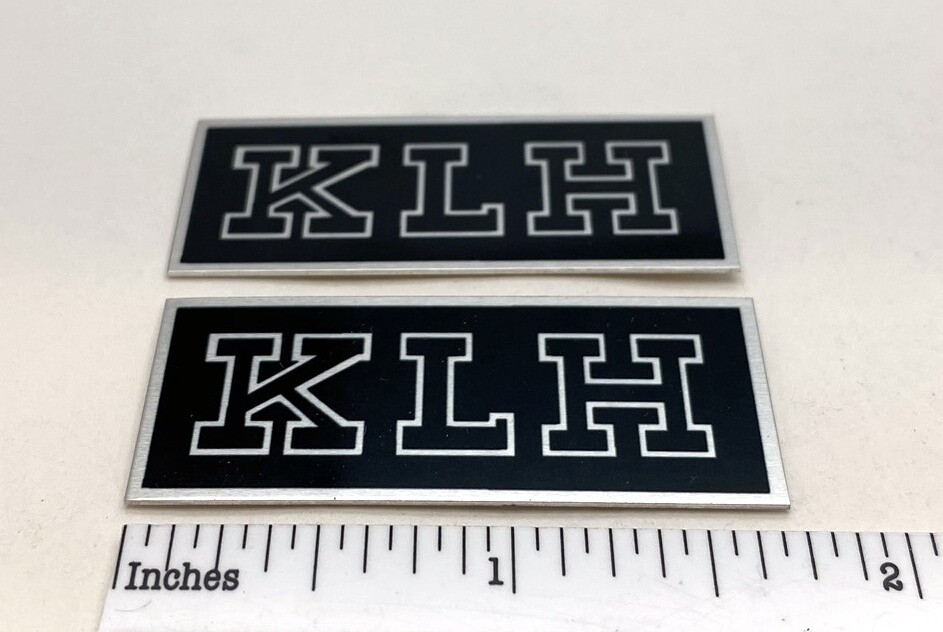 KLH Speaker SMALL SIZE Grill Badge Pair Custom Made Aluminum