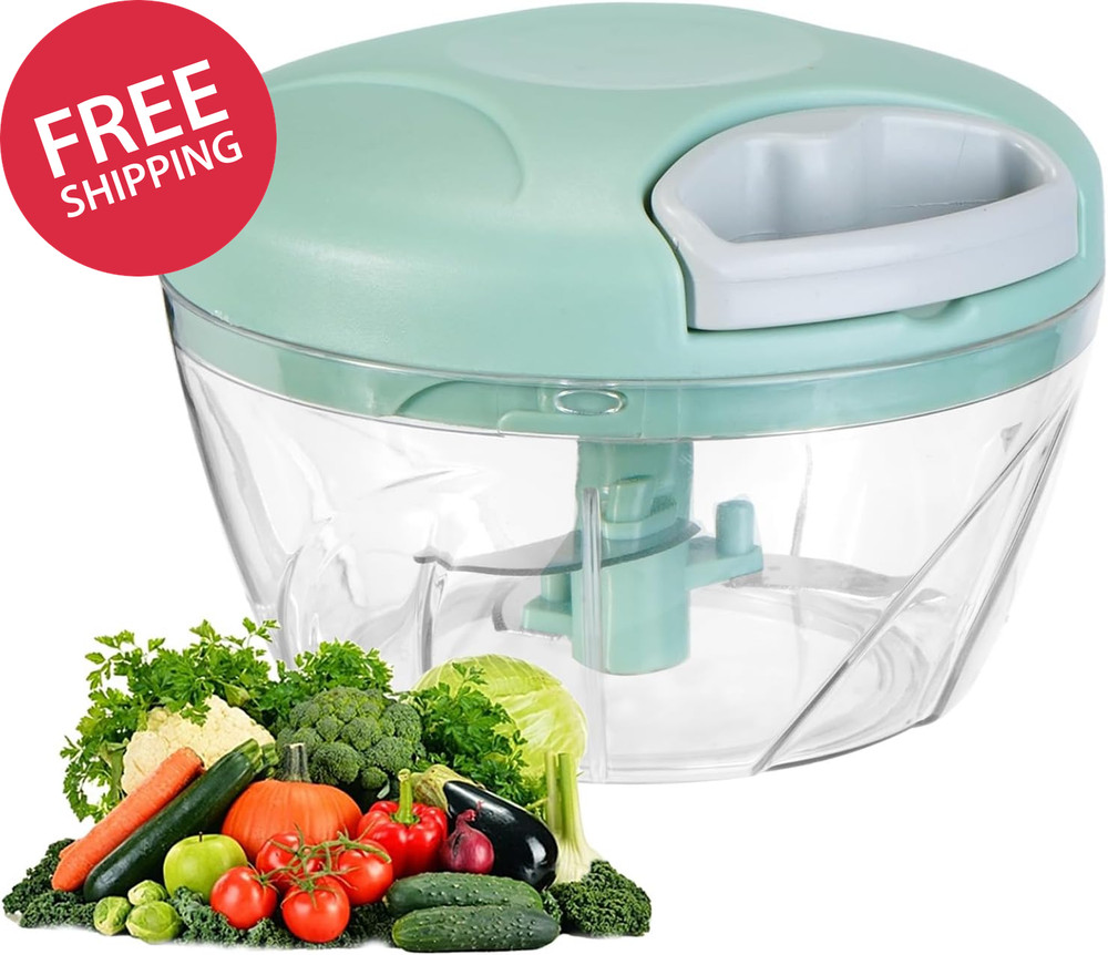 Manual Food Processor Vegetable Chopper,‌ Portable Hand Pull String Garlic Mince