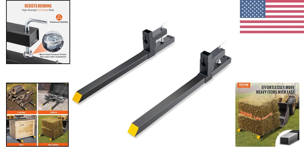 Efficient 2000lbs Capacity Forks for Tractor & Skid Steer | Easy Installation