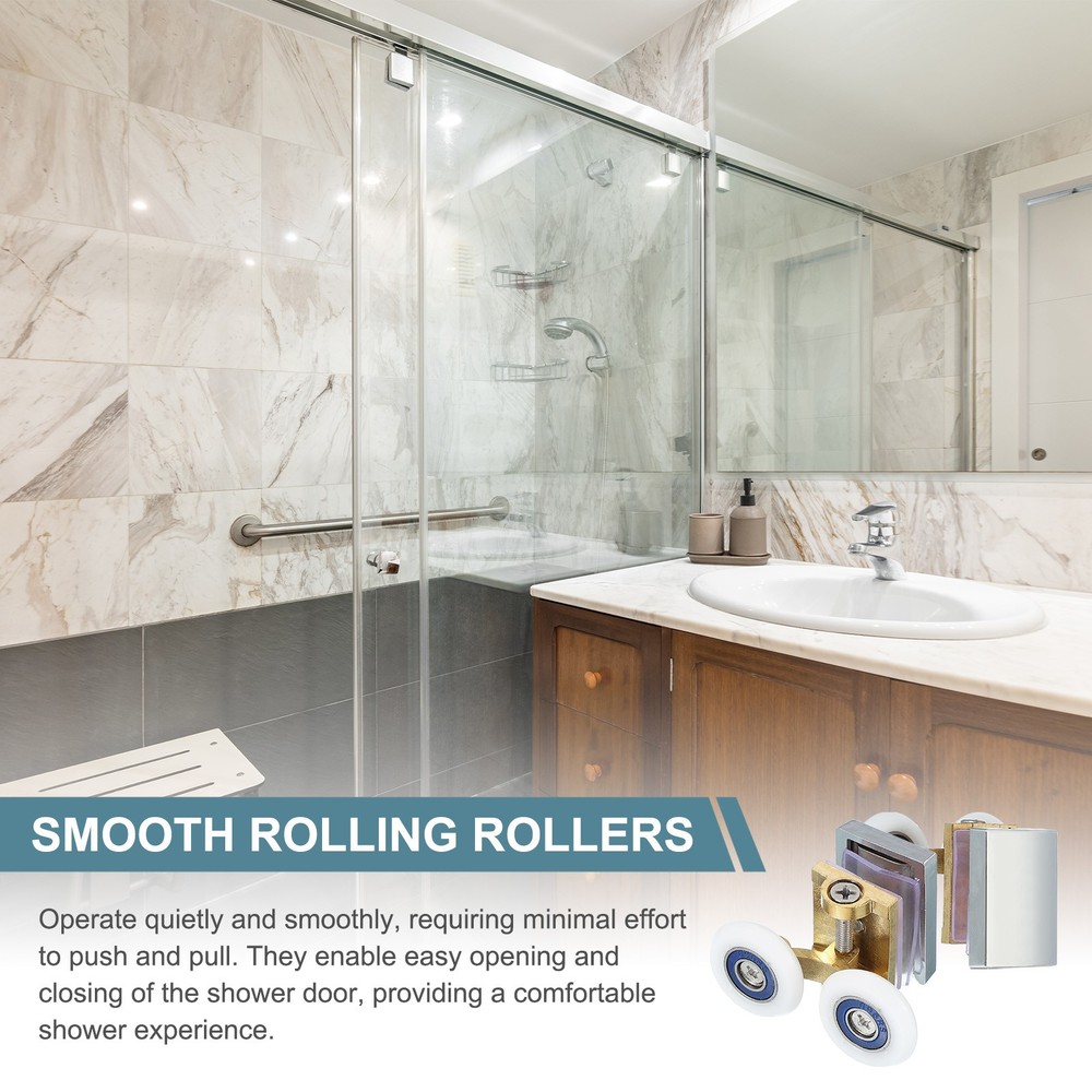 25mm Double Shower Door Rollers Copper Top Wheels Copper Tone