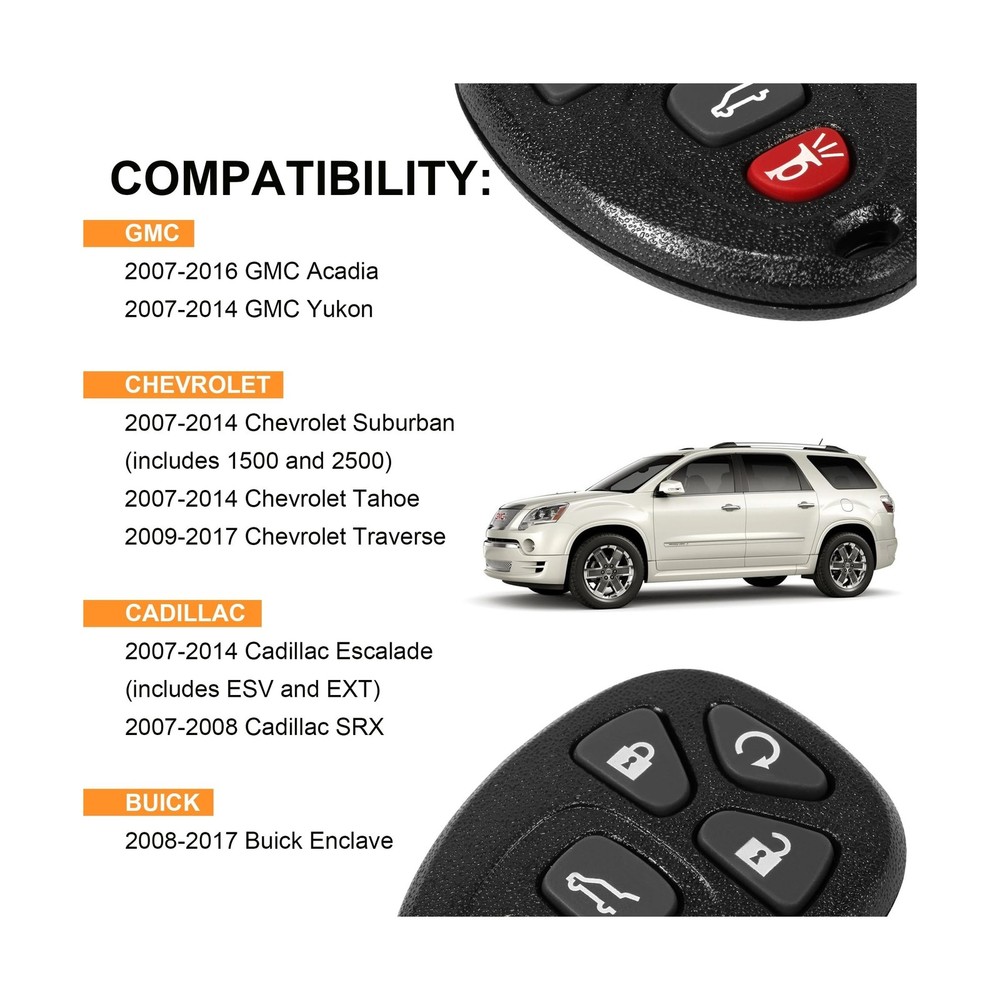 Key Fob, Keyless Entry Remote Start Control Replacement Fits for GMC Acadia 2...