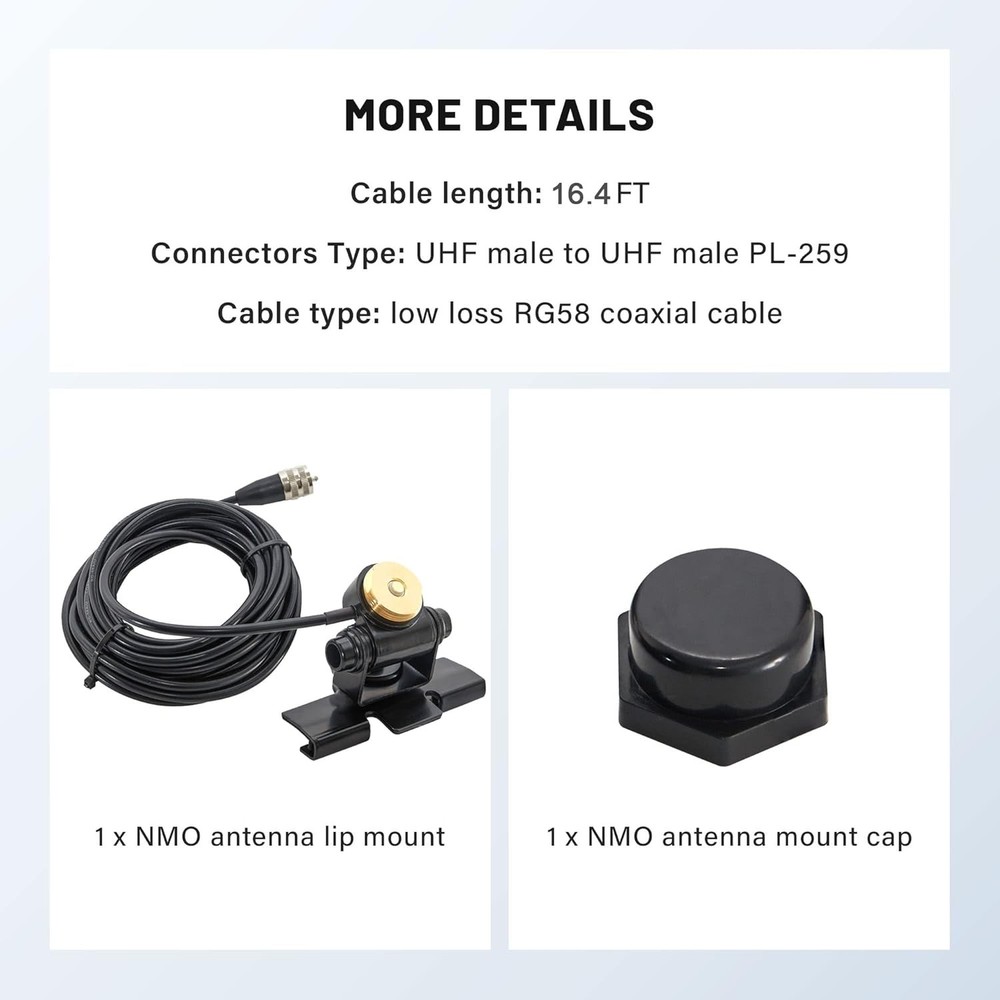 Anina Adjustable NMO Antenna Lip Hatchback Mount Bracket Through Hole Fixed...