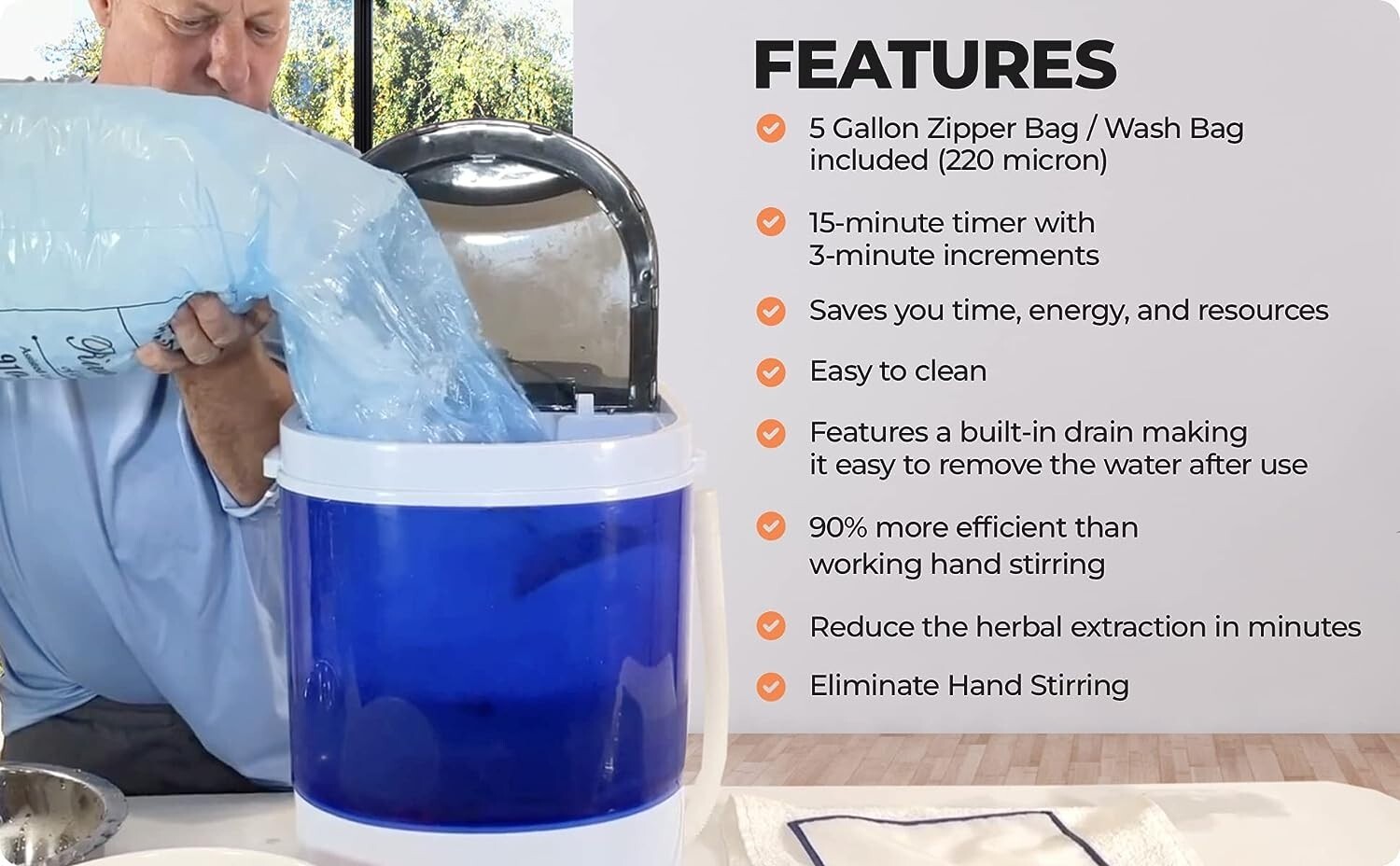 BUBBLEBAGDUDE Bubble Machine 5 Gallon with 5 Gallon Zipper Bag Bubble Hash Bags