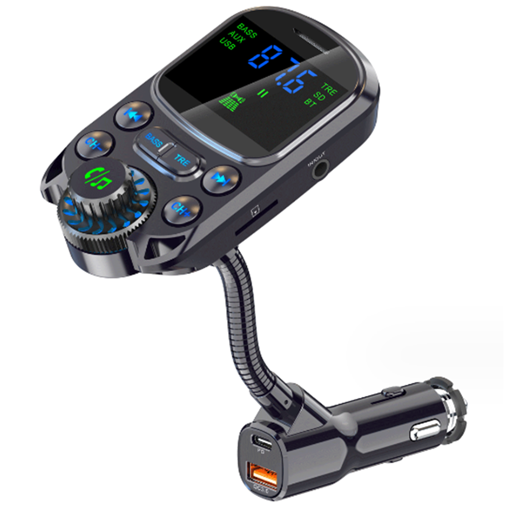 Bluetooth 5.3 Car FM Transmitter MP3 Player Hands free Kit USB PD Fast Charger