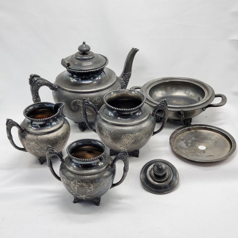 Antique Empire Mfg. Co. Quadruple Plated Teapot TEA SET