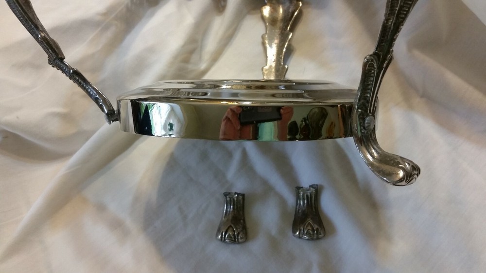 Damaged-Silver plated Pierced Gallery 2 qt. Round Food Warmer w lid-can u Sauder