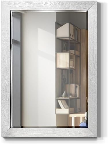 Rustic Rectangular Silver Wood Frame Vanity Body 41"L x 29"W Metalic Silver