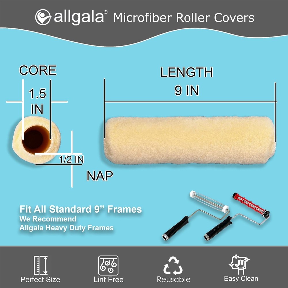 9 Inch Shedless Premium Paint Roller Covers