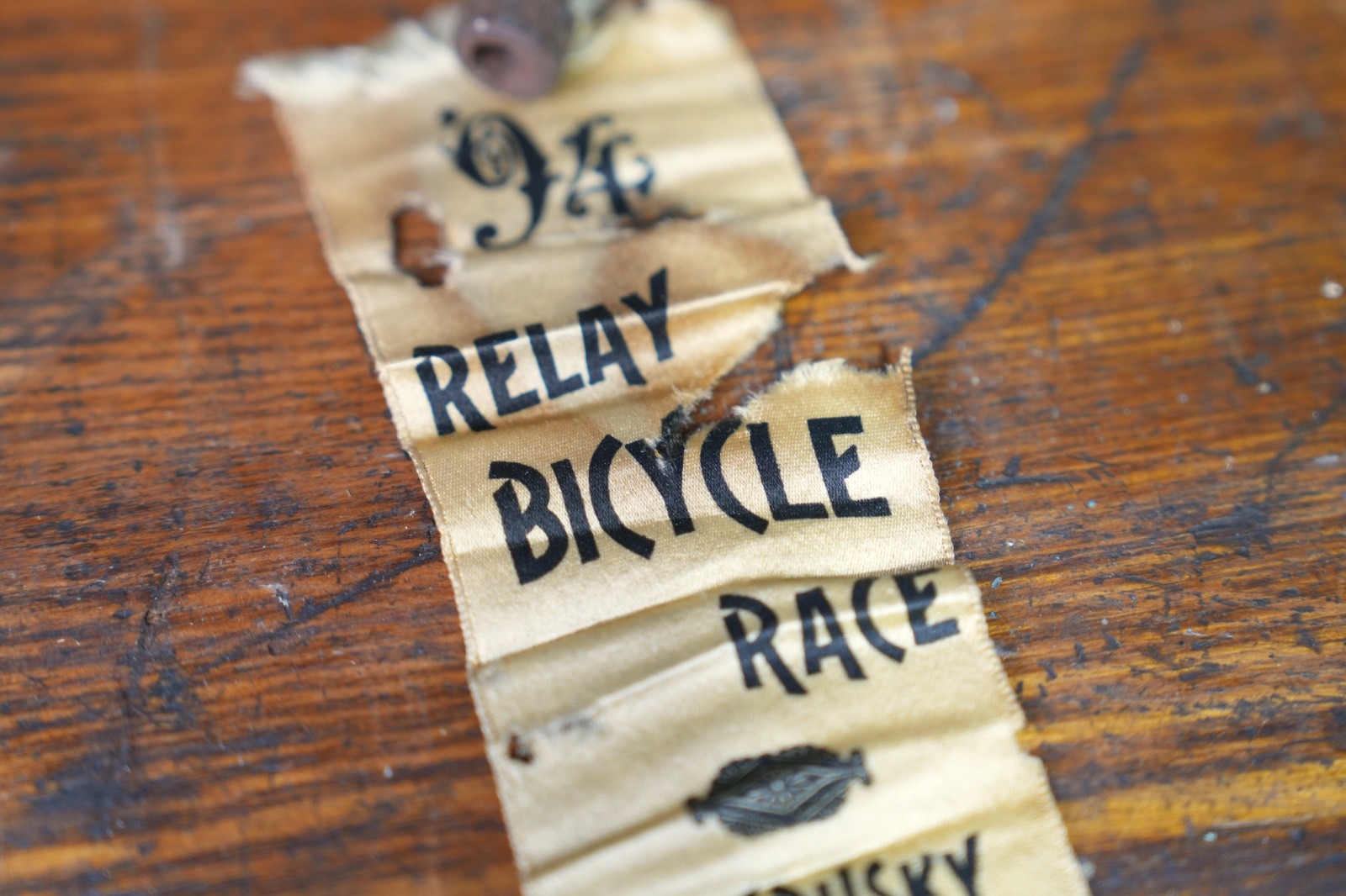 Antique 1800's High Wheel Bicycle Race Gold Pinback Award 1st Place Mansfield OH