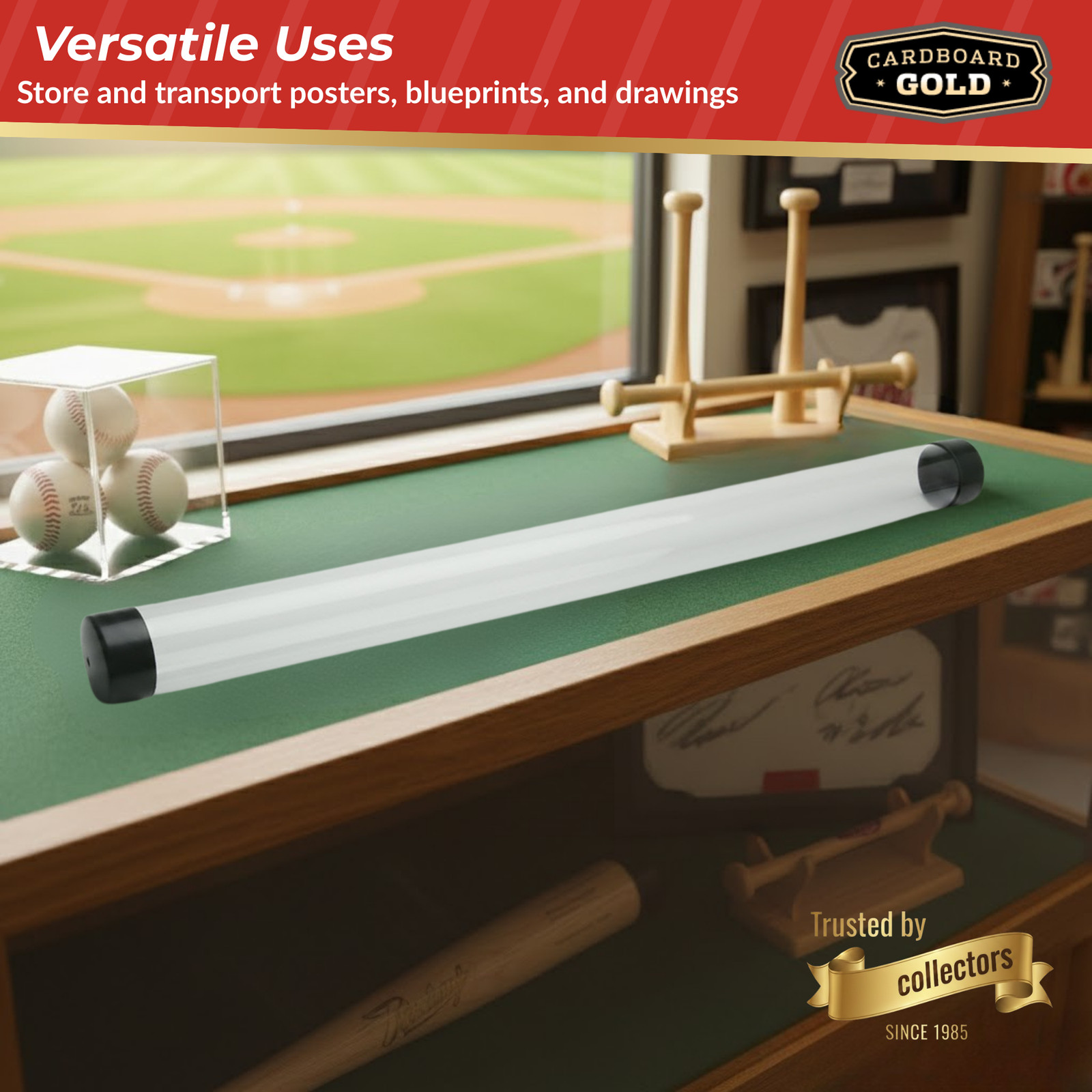 (4) Baseball Bat Tube Display Case Protective Holders! - Cardboard Gold Brand
