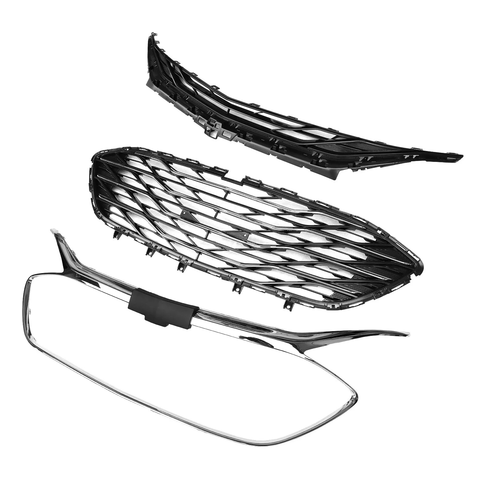 3PCS For 2019-2024 Chevrolet Malibu Chrome Front Upper Lower Grille LSGRCV008B