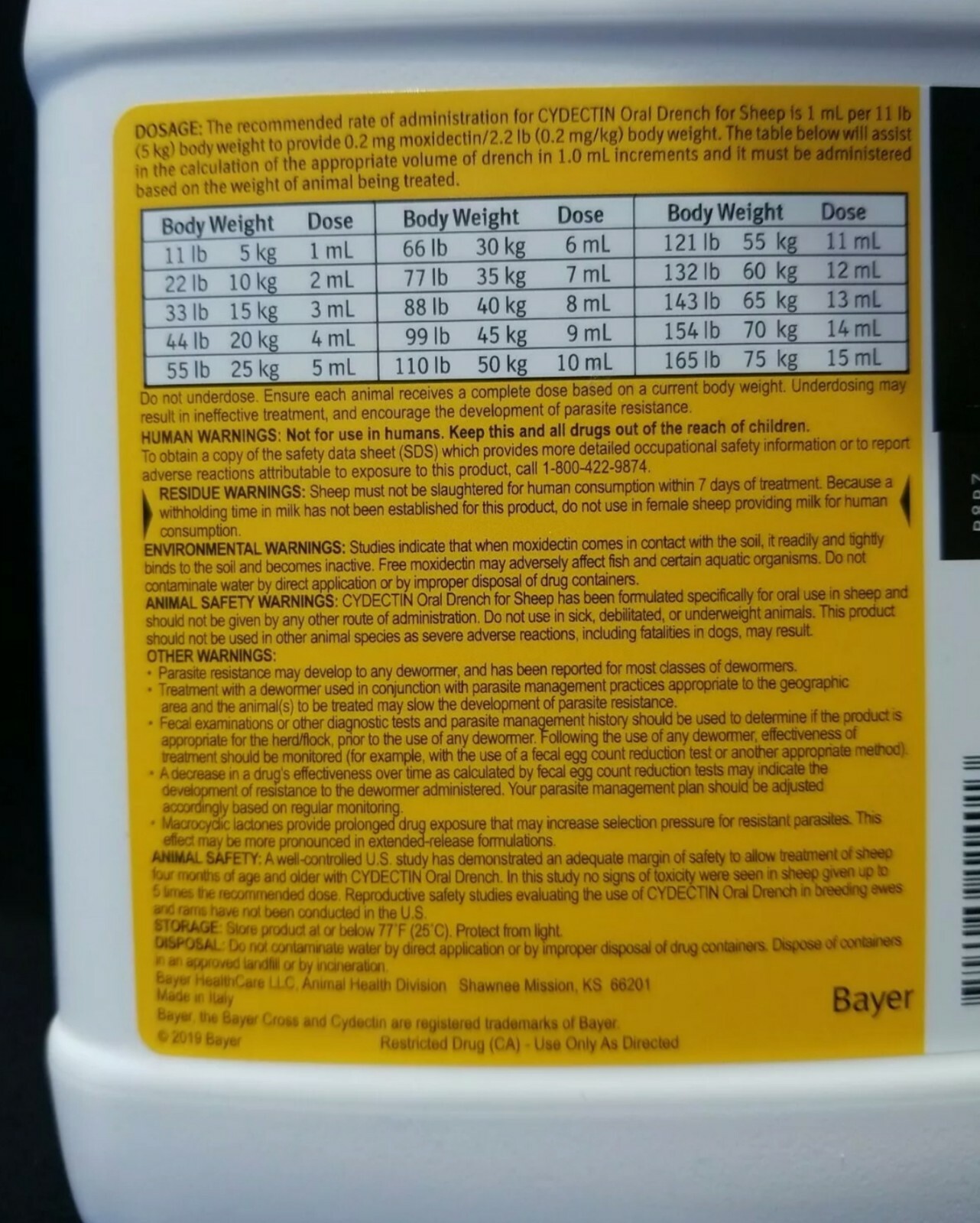 ELANCO Animal Health 22702540 Cydectin 0.1% Oral Drench ANTIPARASITIC - 1L