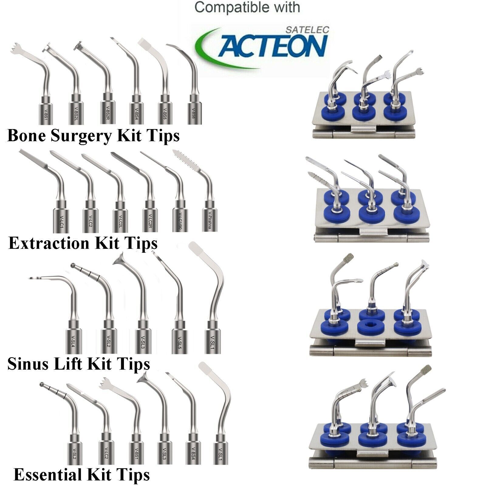 Dental Ultrasonic Surgery Tips LC BS SL Fit Satelec Acteon Piezotome 2 Solo Cube