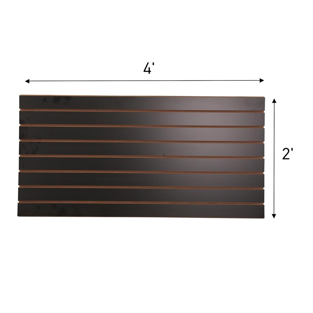 2 Slatwall Easy Panels 4' x 2' Horizontal Black Fiberboard Panel