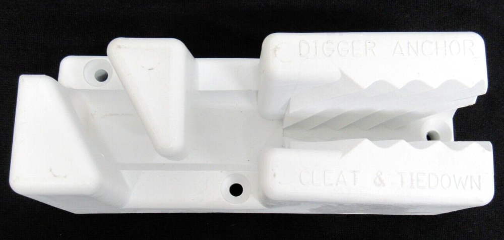Boat Cleat - Anchoring Docking - Digger Anchor Adjustable Rope Tie off - White