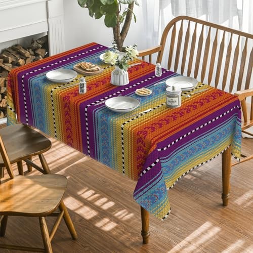 Stripe Tablecloth 60x84 Inch Rectangular Stripe 60" x 84" (Rectangular) Orange