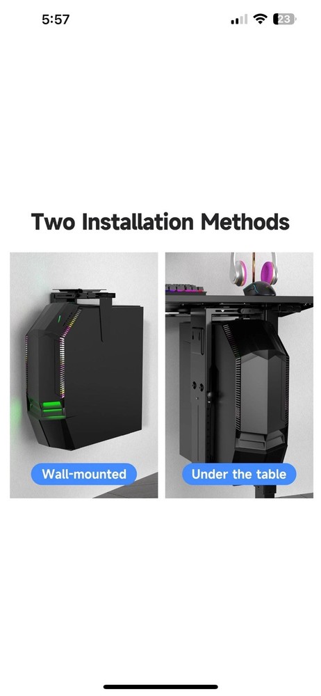 Suptek Adjustable Under Desk and Wall PC Mount, Computer Case CPU Holder Unde...