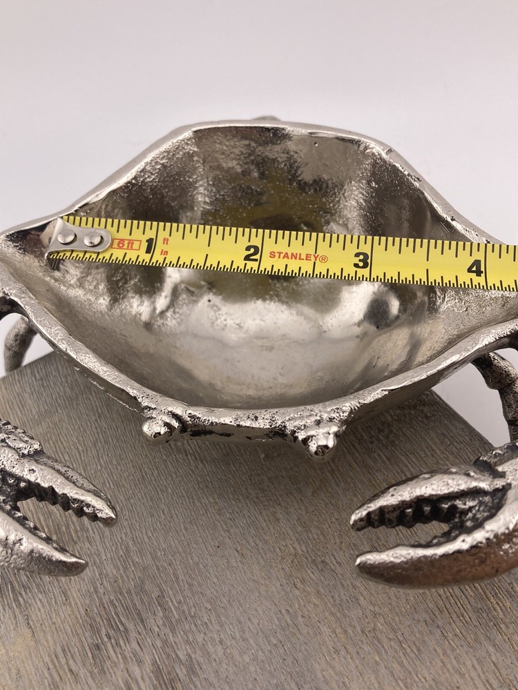Wooden Serving Tray with Pewter Crab Serving Bowl