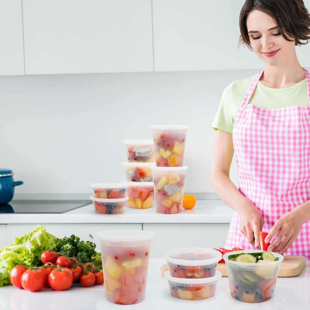 Deli Containers With Lids 48 Sets - Disposable Soup Container 8oz, ... Fast Ship