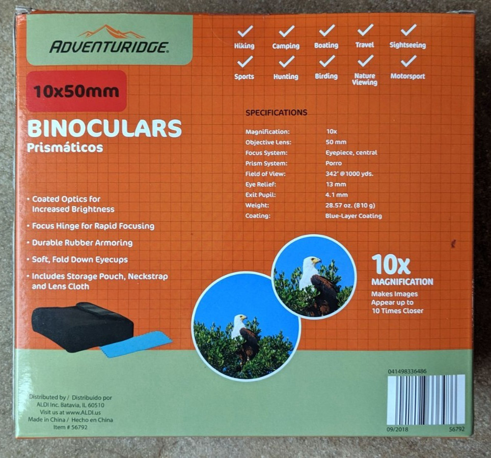 NiB: Adventuridge 10x50mm Binoculars 10x Magnification