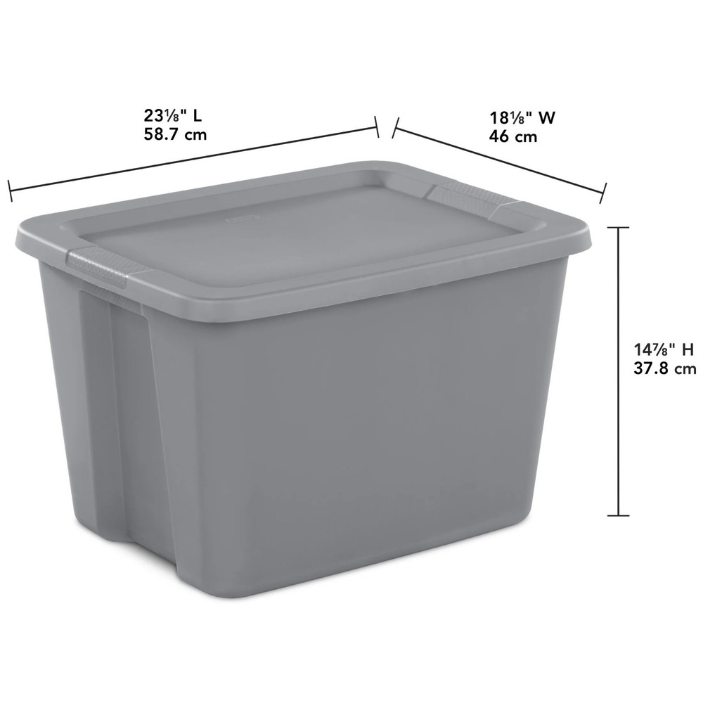 Sterilite Large Storage Bin - 18 Gallon Plastic Container w/ Snap-On Lid, Gray