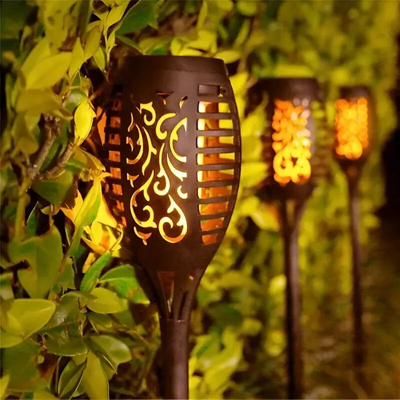 12pcs Solar TiKi Torch Lights with Flickering Flames - Waterproof by AvalonUP